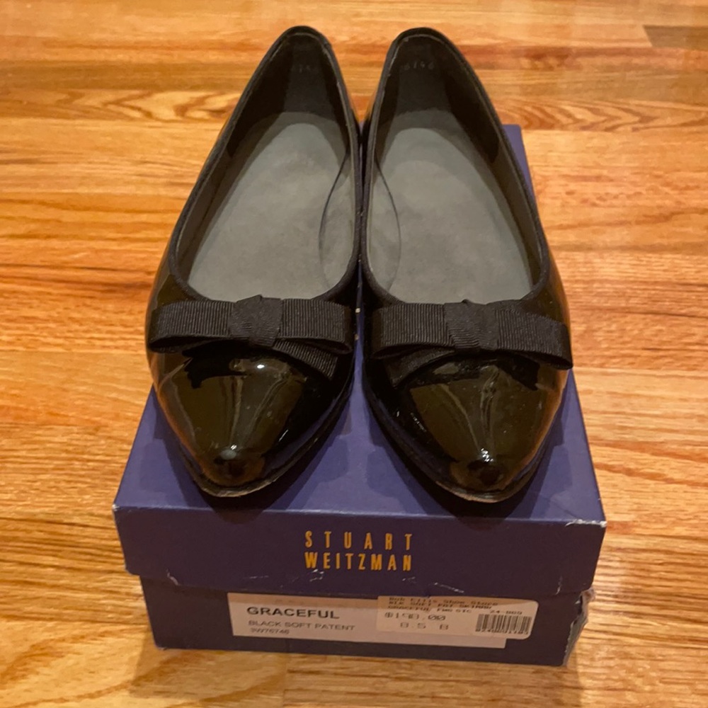 Stuart Weitzman Black Patent Leather Flats